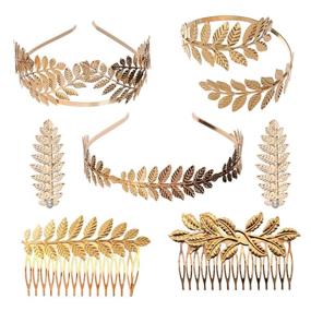 img 4 attached to 🌿 Greek Roman Laurel Leaf Bracelet Armband with Golden Leaves: YallFF Costume Greek Goddess Headband Hair Comb Bridal Wedding Headpiece Hair Accessories