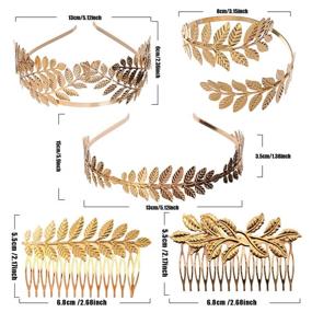 img 2 attached to 🌿 Greek Roman Laurel Leaf Bracelet Armband with Golden Leaves: YallFF Costume Greek Goddess Headband Hair Comb Bridal Wedding Headpiece Hair Accessories