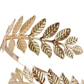 img 1 attached to 🌿 Greek Roman Laurel Leaf Bracelet Armband with Golden Leaves: YallFF Costume Greek Goddess Headband Hair Comb Bridal Wedding Headpiece Hair Accessories