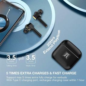 img 1 attached to 🎧 YW YUWISS TWS07 Беспроводные наушники True Wireless с Bluetooth 5.0 и зарядным футляром - IPX6 защита от пота, шумоподавляющий микрофон для Apple iPhone 11/8/7, Android Samsung - Беспроводные внутриканальные наушники.