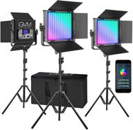 🌈 gvm rgb video lights with app control, 50w full color studio video lighting kit - ideal for youtube photography lighting! 3 packs led light panels with aluminum alloy shell and 3200k-5600k color range logo