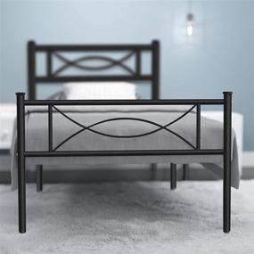 img 4 attached to 🛏️ Twin Size Metal Platform Bed Frame with Headboard and Footboard - No Box Spring Needed, Mattress Foundation Support