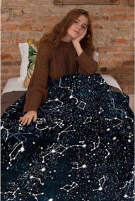 img 1 attached to 🌌 Glow in The Dark Constellation Big Blanket Throw: Cozy Microfiber for Home, Bed, Sofa, Travel, Lap Chairs, Perfect Gift for Son, Daughter, and Mom - 50"x40" Blanket for Kids