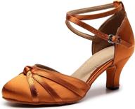 stunning satin latin ballroom dance shoes: minishion women's closed toe dance heels l117 logo