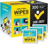 300 pre-moistened care check lens wipes for cameras, laptops, cell phones, eyeglasses, screens, and more - effective cleaning solution logo