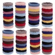 🎀 80-pack elastic thick hair ties: seamless cotton ponytail holders for thick, heavy, and curly hair. lightweight and highly elastic with 4 styles and 10 color options. logo