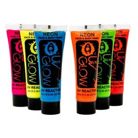 img 3 attached to 🎨 6 Tubes of UV Glow Blacklight Face and Body Paint - 0.34oz Each - Neon Fluorescent Set