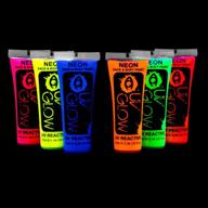 🎨 6 tubes of uv glow blacklight face and body paint - 0.34oz each - neon fluorescent set logo