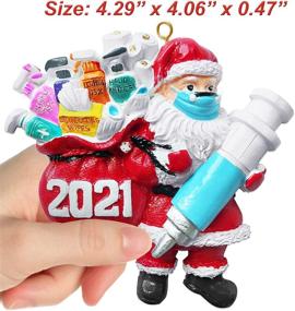 img 2 attached to 🎅 Veiai 2021 Christmas Decoration Ornament-Masked Santa for Xmas Tree Resin Hanging Ornament Indoor Home Decor (Upgraded): Festive Masked Santa for a Merry Xmas!