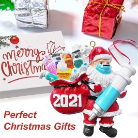 img 1 attached to 🎅 Veiai 2021 Christmas Decoration Ornament-Masked Santa for Xmas Tree Resin Hanging Ornament Indoor Home Decor (Upgraded): Festive Masked Santa for a Merry Xmas!