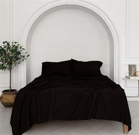 img 3 attached to 🛏️ Everspread Full Size Bed Sheets (4 Piece Sheet Set), Black. Super Soft & Breathable. High-End Bedding. Extra Deep Pockets - Fits 16 inch Mattresses. Wrinkle & Fade Resistant