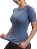 performance-driven running girl seamless workout shirts: dry-fit short sleeve t-shirts for women ideal for yoga, athletics, and more! logo