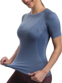 img 4 attached to Performance-driven Running Girl Seamless Workout Shirts: Dry-Fit Short Sleeve T-Shirts for Women Ideal for Yoga, Athletics, and More!