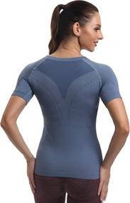 img 3 attached to Performance-driven Running Girl Seamless Workout Shirts: Dry-Fit Short Sleeve T-Shirts for Women Ideal for Yoga, Athletics, and More!