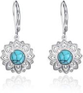 💎 celtic moonstone and turquoise leverback earrings - 925 sterling silver dangle earrings with celtic knot design - jewelry gifts for women, girls, and teens logo