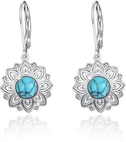 img 4 attached to 💎 Celtic Moonstone and Turquoise Leverback Earrings - 925 Sterling Silver Dangle Earrings with Celtic Knot Design - Jewelry Gifts for Women, Girls, and Teens