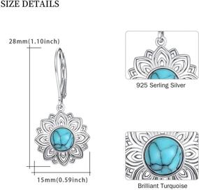 img 2 attached to 💎 Celtic Moonstone and Turquoise Leverback Earrings - 925 Sterling Silver Dangle Earrings with Celtic Knot Design - Jewelry Gifts for Women, Girls, and Teens