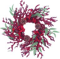 🎄 16-inch christmas wreath with red berry and pine cones: artificial handmade front door wreath for holiday festival home farmhouse wall decor логотип