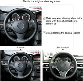 img 1 attached to Настраиваемая черная замшевая обивка руля для BMW 1 серии E81 E82 E87 E88 2008-2013 / 3 серии E90 E91 E92 E93 2006-2011 / M3 E90 E92 E93 2008-2013 от MEWANT