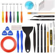 30-in-1 professional electronics screen opening pry tool repair kit - steel and carbon fiber nylon spudgers, double-sided adhesive tape, and 6 screwdrivers for cellphones, laptops, tablets - ideal for easy device opening logo