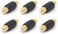 🔌 vce 6-pack gold plated rca female to rca female coupler: superior compatibility with phono, speaker, rca cable, amplifier logo