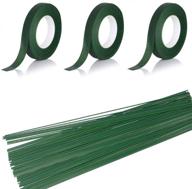 🌿 3 rolls of dark green flower paper tape with 50 floral stem wires (16 inch) for bouquet stem wrapping and crafts logo