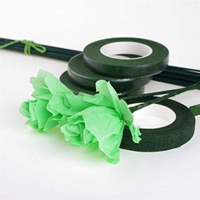 img 1 attached to 🌿 3 Rolls of Dark Green Flower Paper Tape with 50 Floral Stem Wires (16 Inch) for Bouquet Stem Wrapping and Crafts