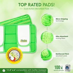img 1 attached to 🧹 Turbo Washable Microfiber Mop Pad Refills - Reusable Swiffer Sweeper Compatible Pads - 12 Inch Floor Cleaning Mop Head Pads Work Wet and Dry - 2 Pack