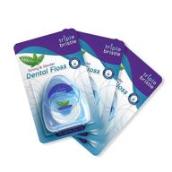 🦷 triple bristle dental floss, anti-plaque ptfe floss, easy glide satinfloss, pro-glide clear & slender, mint flavor, 55 yards (50m) per pack, 3-pack logo