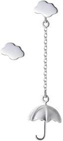 img 4 attached to 🌧️ Cute Cloud Umbrella Small Stud Earrings for Women & Teen Girls – Hypoallergenic & Nickel Free – Piercing Ear Huggie Asymmetrical Dangle Studs Earring – Personalized & Unique Sterling Silver Jewelry