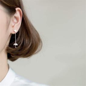 img 3 attached to 🌧️ Cute Cloud Umbrella Small Stud Earrings for Women & Teen Girls – Hypoallergenic & Nickel Free – Piercing Ear Huggie Asymmetrical Dangle Studs Earring – Personalized & Unique Sterling Silver Jewelry