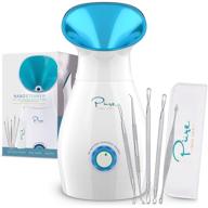 🔥 nanosteamer deluxe 3-in-1 nano ionic facial steamer - advanced temp control - 30 minutes steam time - humidifier - unclogs pores - eliminates blackheads - spa-quality - includes 5-piece skin kit in premium stainless steel logo