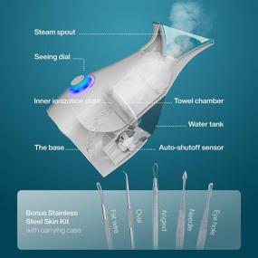 img 3 attached to 🔥 NanoSteamer Deluxe 3-in-1 Nano Ionic Facial Steamer - Advanced Temp Control - 30 Minutes Steam Time - Humidifier - Unclogs Pores - Eliminates Blackheads - Spa-Quality - Includes 5-Piece Skin Kit in Premium Stainless Steel