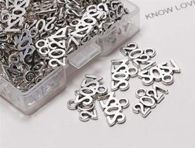 img 2 attached to 🎉 Shapenty Mini Metal Year Signet 2021 Pendant Charms - Bulk Accessory for DIY Jewelry Making and Party Decor - 100PCS (Silver, 2021)