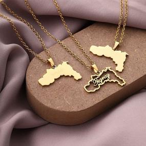 img 1 attached to Exquisite Ethiopian Gold Plated / Stainless Steel Tigray Map Flag Pendant Necklace: Unisex Country Map Jewelry at Its Finest