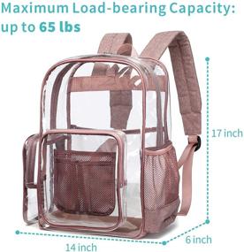 img 2 attached to 🎒 Heavy Duty Clear Stadium/School Backpack by F-color, Transparent PVC Bag