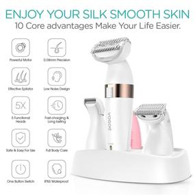 img 3 attached to 🪒 VOGOE Electric Shaver for Women - 5 in 1 Wet and Dry Hair Removal Set - Rechargeable Lady Razor for Arm, Leg, Face, and Body - Cordless Waterproof ES500