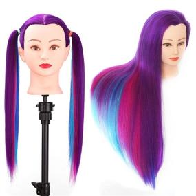 img 1 attached to Hairealm 26-inch Synthetic Hair Mannequin Head with Clamp Stand: Perfect for Hair Styling Training and Cosmetology Practice - SACH2P