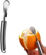 stainless steel orange citrus peelers - slicer, cutter, peeler, and remover in humanized design with curved handle - fruit tools for kitchen gadgets logo