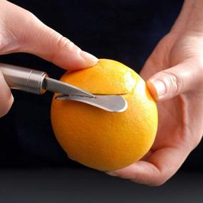 img 1 attached to Stainless Steel Orange Citrus Peelers - Slicer, Cutter, Peeler, and Remover in Humanized Design with Curved Handle - Fruit Tools for Kitchen Gadgets