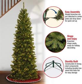 img 1 attached to 🎄 National Tree Company Pre-Lit Artificial Slim Christmas Tree: 7ft North Valley Spruce in Green with White Lights & Stand