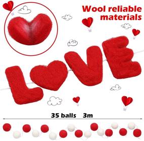 img 2 attached to 💕 Set of 2 Valentine's Day Felt Ball Garlands and Love Garland - Vibrant Ball and Heart Hanging Decoration with Pom Pom Balls - Ideal for Party and Home Decor