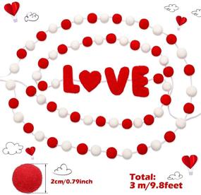 img 3 attached to 💕 Set of 2 Valentine's Day Felt Ball Garlands and Love Garland - Vibrant Ball and Heart Hanging Decoration with Pom Pom Balls - Ideal for Party and Home Decor
