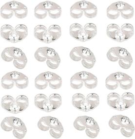 img 4 attached to 💎 925 Sterling Silver Ear Locking Backs - Secure Replacement for Stud Earrings - Posts Ear Nuts - 5x6mm - Set of 24pcs/12 Pairs