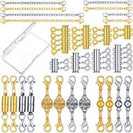 📿 28 magnetic lobster clasps slide tube connectors for diy jewelry, necklace & bracelet chain extenders, silver & gold, assorted sizes - making accessories logo