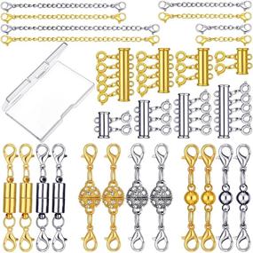 img 4 attached to 📿 28 Magnetic Lobster Clasps Slide Tube Connectors for DIY Jewelry, Necklace & Bracelet Chain Extenders, Silver & Gold, Assorted Sizes - Making Accessories