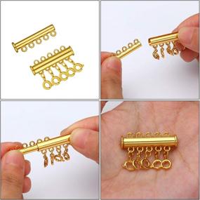 img 2 attached to 📿 28 Magnetic Lobster Clasps Slide Tube Connectors for DIY Jewelry, Necklace & Bracelet Chain Extenders, Silver & Gold, Assorted Sizes - Making Accessories