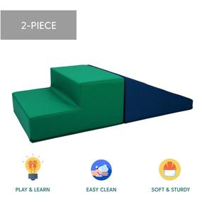 img 3 attached to 🧸 FDP SoftScape Playtime Step & Slide Climber Set for Infants and Toddlers - Colorful Foam Structure for Indoor Active Play, Crawling, Climbing, Sliding - Emerald and Navy (2-Piece)