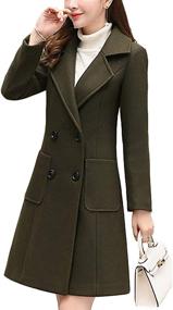 img 3 attached to Bankeng Women's Winter Wool Blend Camel Mid-Length Coat with notch lapel, double-breasted closure - stylish outerwear