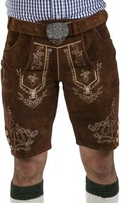 img 4 attached to Authentic Schöneberger Mens Bavarian Lederhosen Brown - Traditional German Oktoberfest Attire